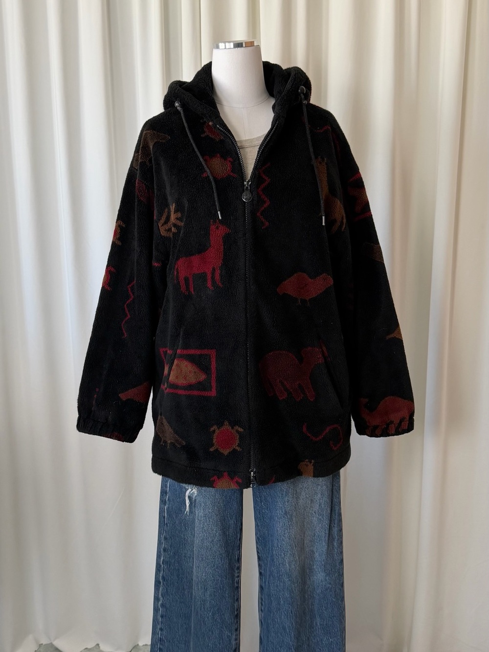 Vintage Y2K Forecaster Sport Fleece Jacket Hooded Zip Up Black Gorpcore small - Picture 5 of 14